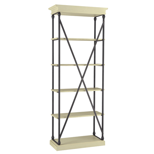 Deidrian 33 Inch Industrial Metal Frame Open Bookcase with Five Oak Veneer Shelves