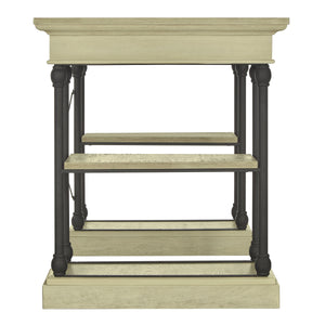 Deidrian Oak Veneer Writing Desk with Metal Frame Shelves and Keyboard Drawer