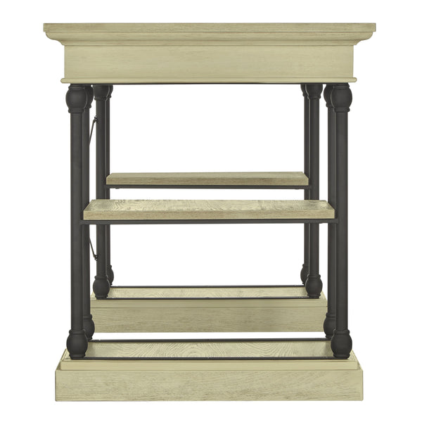 Deidrian Oak Veneer Writing Desk with Metal Frame Shelves and Keyboard Drawer