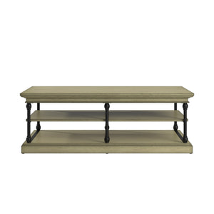 Deidrian Rectangular Coffee Table with Open Shelf and Matte Metal Frame for Living Room