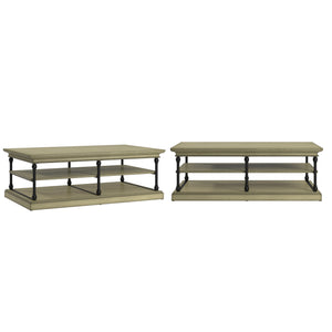 Deidrian Rectangular Coffee Table with Open Shelf and Matte Metal Frame for Living Room