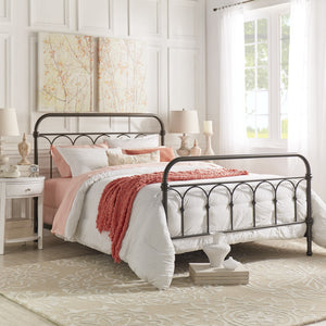 Wesling Metal Bed Frame Ornate Curved Scrollwork Transitional Bedroom Elegance Style