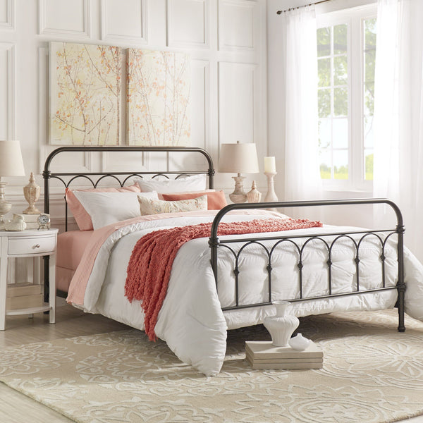 Wesling Metal Bed Frame Ornate Curved Scrollwork Transitional Bedroom Elegance Style