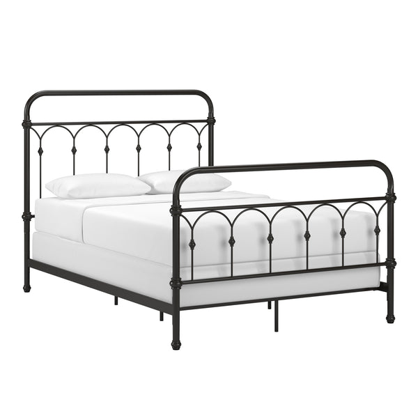 Wesling Metal Bed Frame Ornate Curved Scrollwork Transitional Bedroom Elegance Style
