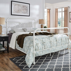 Wesling Metal Bed Frame Ornate Curved Scrollwork Transitional Bedroom Elegance Style
