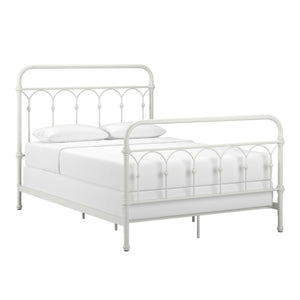 Wesling Metal Bed Frame Ornate Curved Scrollwork Transitional Bedroom Elegance Style