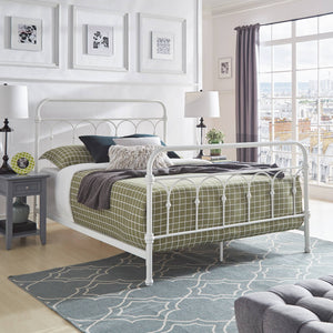 Wesling Metal Bed Frame Ornate Curved Scrollwork Transitional Bedroom Elegance Style