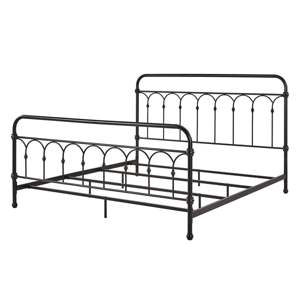 Wesling Metal Bed Frame Ornate Curved Scrollwork Transitional Bedroom Elegance Style