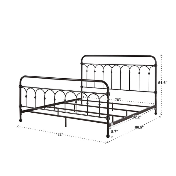 Wesling Metal Bed Frame Ornate Curved Scrollwork Transitional Bedroom Elegance Style