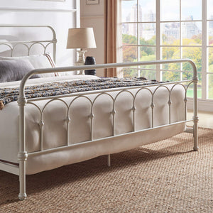Wesling Metal Bed Frame Ornate Curved Scrollwork Transitional Bedroom Elegance Style