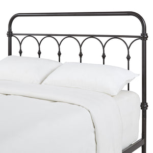 Wesling Metal Bed Frame Ornate Curved Scrollwork Transitional Bedroom Elegance Style