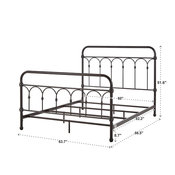 Wesling Metal Bed Frame Ornate Curved Scrollwork Transitional Bedroom Elegance Style