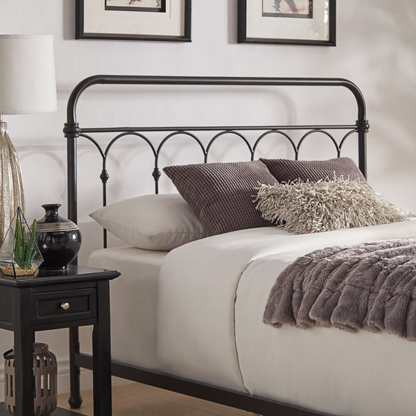 Wesling Metal Bed Frame Ornate Curved Scrollwork Transitional Bedroom Elegance Style