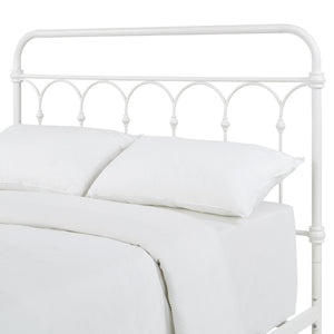 Wesling Metal Bed Frame Ornate Curved Scrollwork Transitional Bedroom Elegance Style
