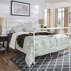 Wesling Metal Bed Frame Ornate Curved Scrollwork Transitional Bedroom Elegance Style