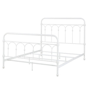 Wesling Metal Bed Frame Ornate Curved Scrollwork Transitional Bedroom Elegance Style