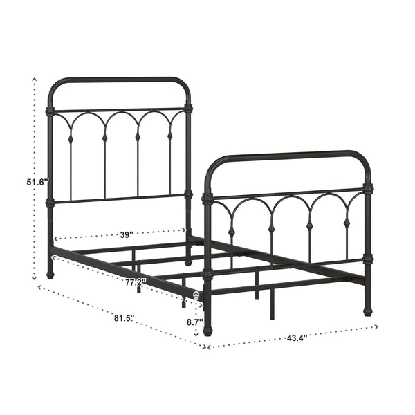 Wesling Metal Bed Frame Ornate Curved Scrollwork Transitional Bedroom Elegance Style