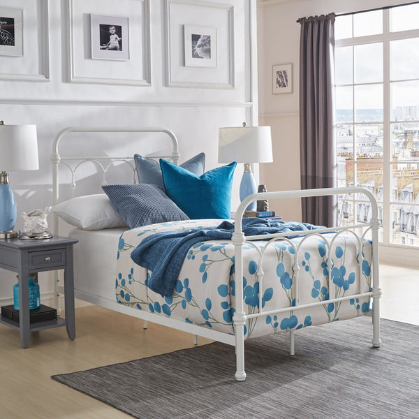 Wesling Metal Bed Frame Ornate Curved Scrollwork Transitional Bedroom Elegance Style