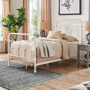 Wesling Metal Bed Frame Ornate Curved Scrollwork Transitional Bedroom Elegance Style