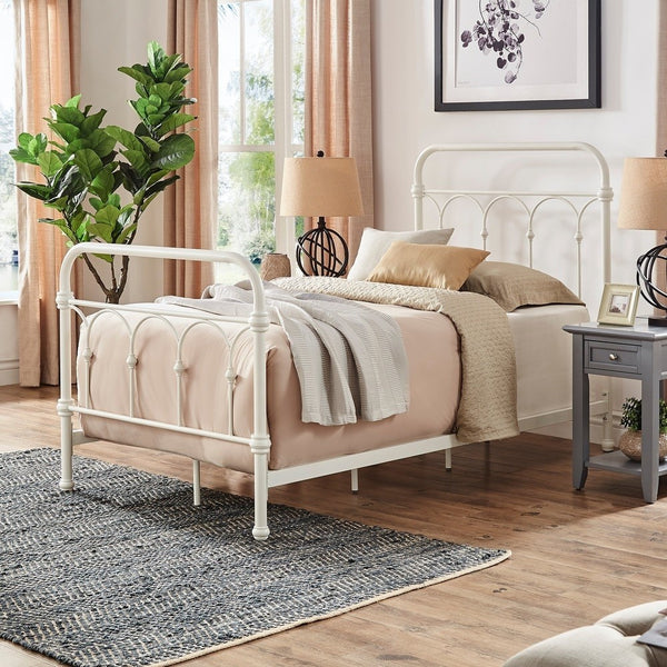 Wesling Metal Bed Frame Ornate Curved Scrollwork Transitional Bedroom Elegance Style