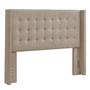 Wadley Wingback Tufted Upholstered Headboard with Nailhead Trim for Glam Bedroom