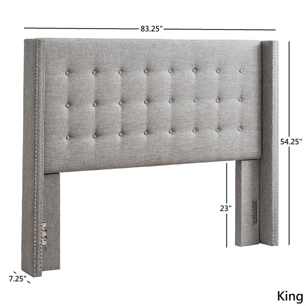 Wadley Wingback Tufted Upholstered Headboard with Nailhead Trim for Glam Bedroom