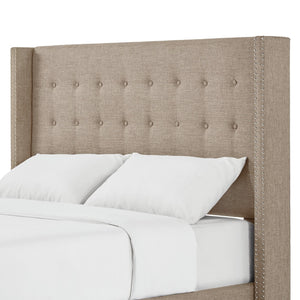 Wadley Wingback Tufted Upholstered Headboard with Nailhead Trim for Glam Bedroom