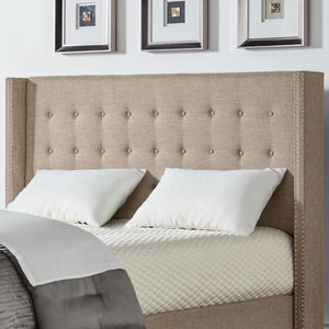 Wadley Wingback Tufted Upholstered Headboard with Nailhead Trim for Glam Bedroom