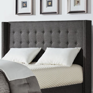 Wadley Wingback Tufted Upholstered Headboard with Nailhead Trim for Glam Bedroom