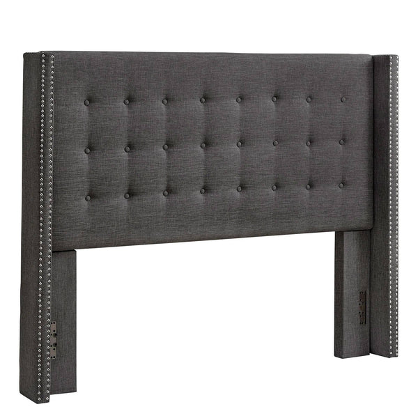 Wadley Wingback Tufted Upholstered Headboard with Nailhead Trim for Glam Bedroom