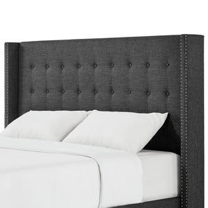 Wadley Wingback Tufted Upholstered Headboard with Nailhead Trim for Glam Bedroom
