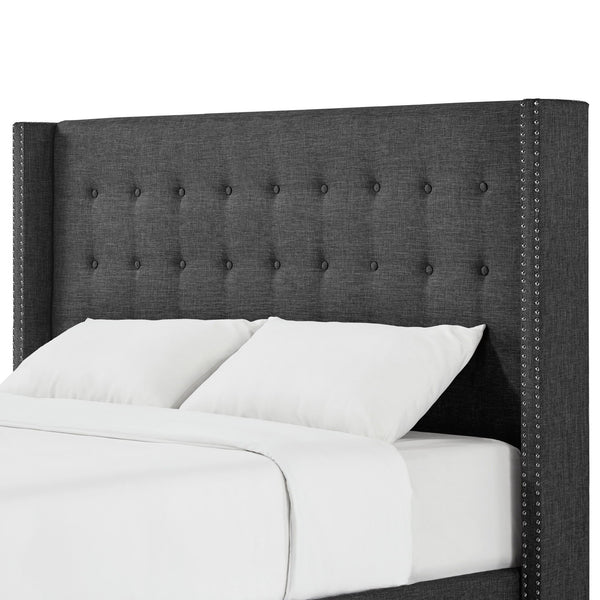Wadley Wingback Tufted Upholstered Headboard with Nailhead Trim for Glam Bedroom