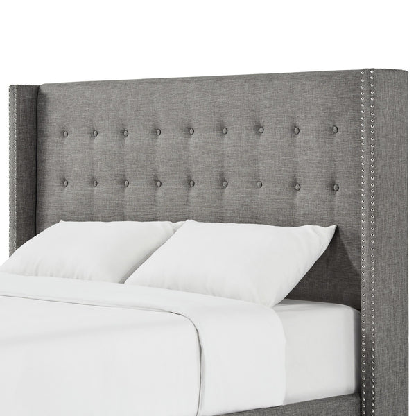 Wadley Wingback Tufted Upholstered Headboard with Nailhead Trim for Glam Bedroom