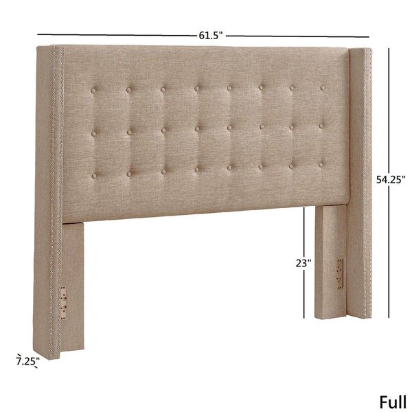 Wadley Wingback Tufted Upholstered Headboard with Nailhead Trim for Glam Bedroom