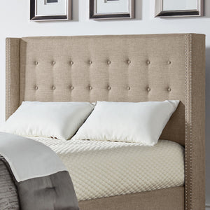 Wadley Wingback Tufted Upholstered Headboard with Nailhead Trim for Glam Bedroom
