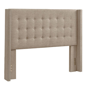 Wadley Wingback Tufted Upholstered Headboard with Nailhead Trim for Glam Bedroom
