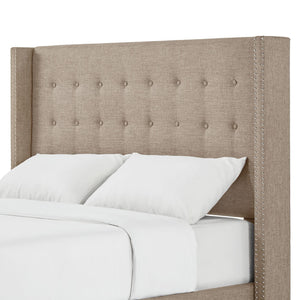 Wadley Wingback Tufted Upholstered Headboard with Nailhead Trim for Glam Bedroom