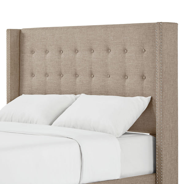 Wadley Wingback Tufted Upholstered Headboard with Nailhead Trim for Glam Bedroom