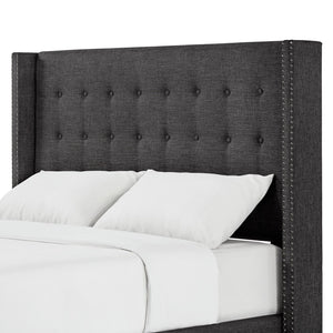Wadley Wingback Tufted Upholstered Headboard with Nailhead Trim for Glam Bedroom