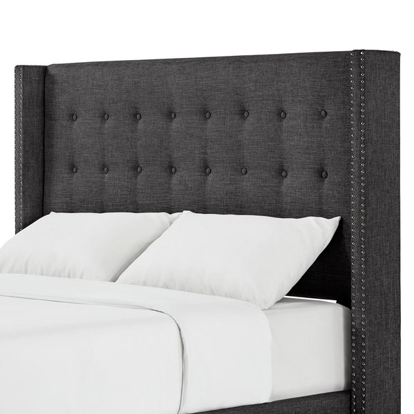 Wadley Wingback Tufted Upholstered Headboard with Nailhead Trim for Glam Bedroom