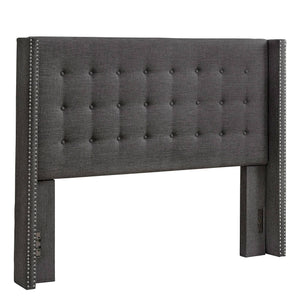 Wadley Wingback Tufted Upholstered Headboard with Nailhead Trim for Glam Bedroom