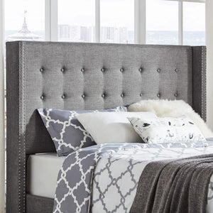 Wadley Wingback Tufted Upholstered Headboard with Nailhead Trim for Glam Bedroom