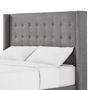 Wadley Wingback Tufted Upholstered Headboard with Nailhead Trim for Glam Bedroom