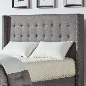 Wadley Wingback Tufted Upholstered Headboard with Nailhead Trim for Glam Bedroom