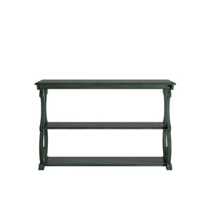 Sabrina Wood Sofa Table with Scroll Legs and Two Open Tiered Storage Shelves