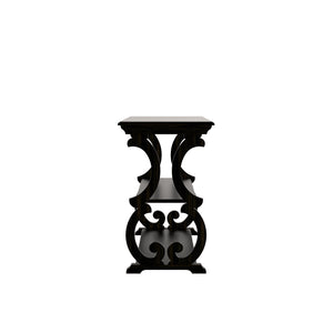Sabrina Wood Sofa Table with Scroll Legs and Two Open Tiered Storage Shelves