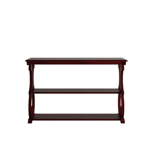 Homelegance Sabrina Wood Sofa Table with Scroll Legs and Two Open Tiered Storage Shelves Berry E334-05RD(3A)