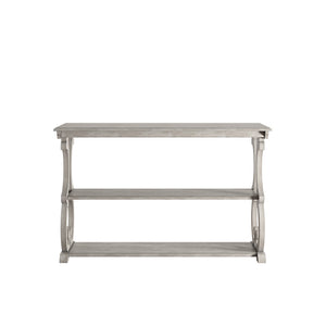 Sabrina Wood Sofa Table with Scroll Legs and Two Open Tiered Storage Shelves
