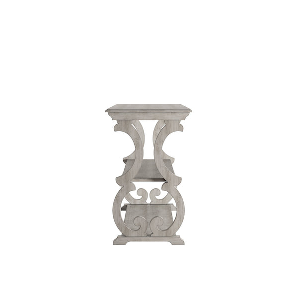 Sabrina Wood Sofa Table with Scroll Legs and Two Open Tiered Storage Shelves