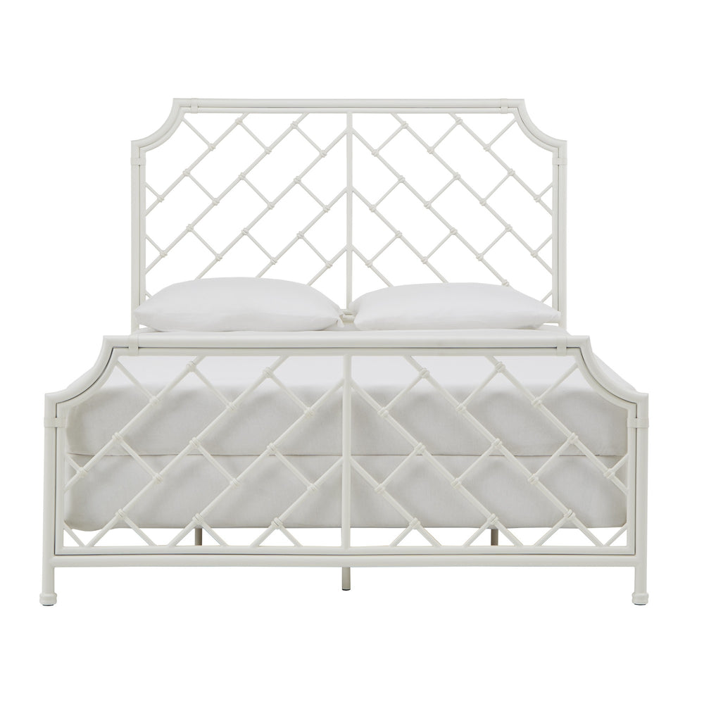 Homelegance Kassandra Queen Metal Bed White Lattice Headboard Elegant Bedroom Frame E362BQ-WH